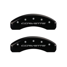 Load image into Gallery viewer, MGP 4 Caliper Covers Engraved Front &amp; Rear C7/Corvette Black finish silver ch - GTR Auto