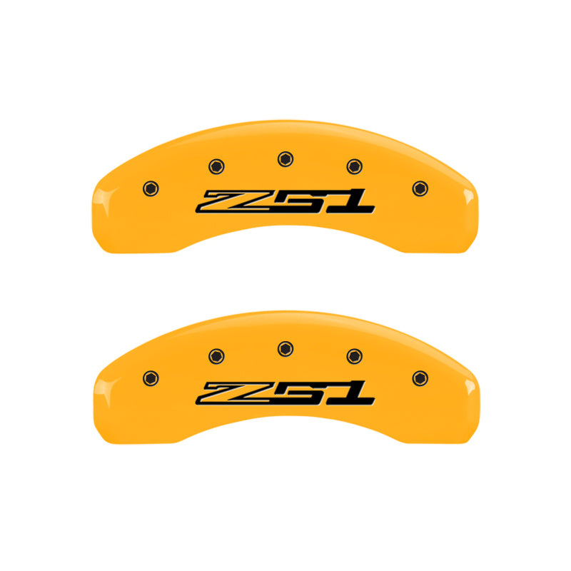 MGP 4 Caliper Covers Engraved Front Corvette C7 Engraved Rear Z51/2015 Yellow finish black ch - GTR Auto