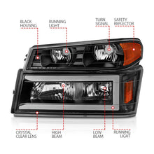 Load image into Gallery viewer, ANZO 04-12 GM Colorado/Canyon/I-Series Crystal Headlights - w/ Light Bar Black Housing 4pcs - GTR Auto