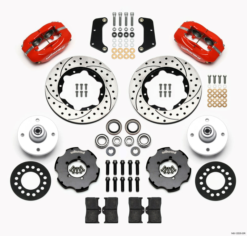 Wilwood Forged Dynalite Front Kit 10.75in Drilled Red 64-65 Mustang 6 Cylinder 4-lug - GTR Auto
