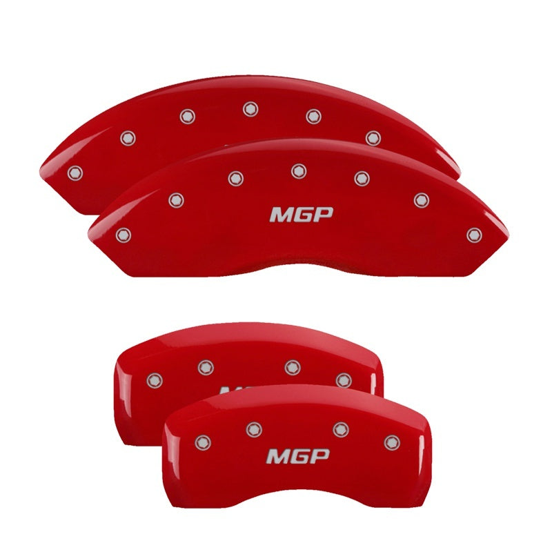 MGP 4 Caliper Covers Engraved Front & Rear MGP Red finish silver ch - GTR Auto