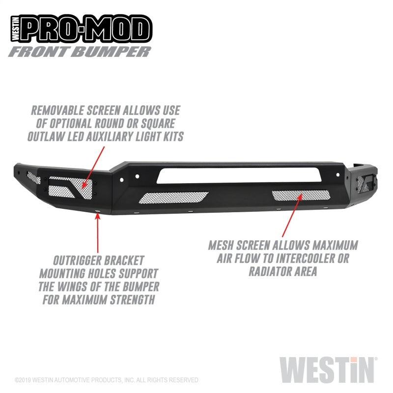Westin 2010-2019 Dodge Ram 2500/3500 ( Old Body Style ) Pro-Mod Front Bumper - Textured Black - GTR Auto