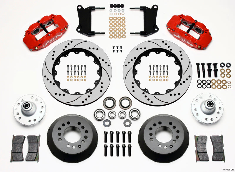 Wilwood Narrow Superlite 6R Front Hub Kit 14.00in Drill Red 67-69 Camaro 64-72 Nova Chevelle - GTR Auto