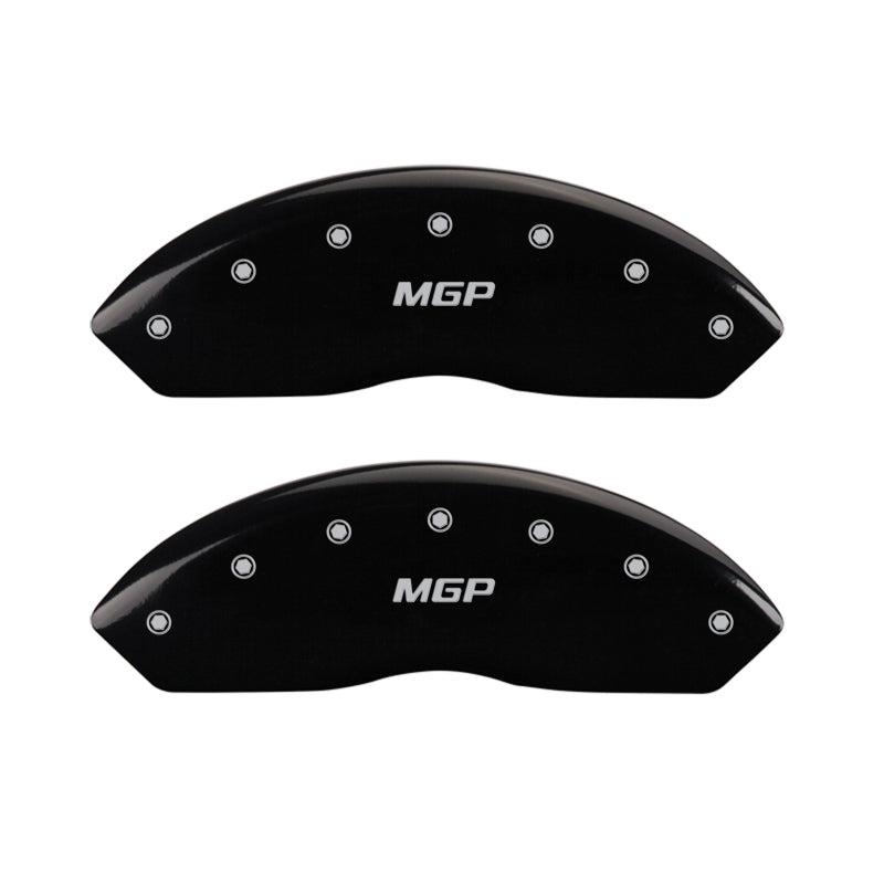 MGP 4 Caliper Covers Engraved Front & Rear MGP Black finish silver ch - GTR Auto