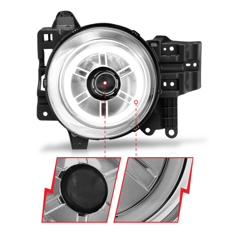 ANZO 2007-2013 Toyota Fj Cruiser Projector Headlights w/ Halo Chrome - GTR Auto