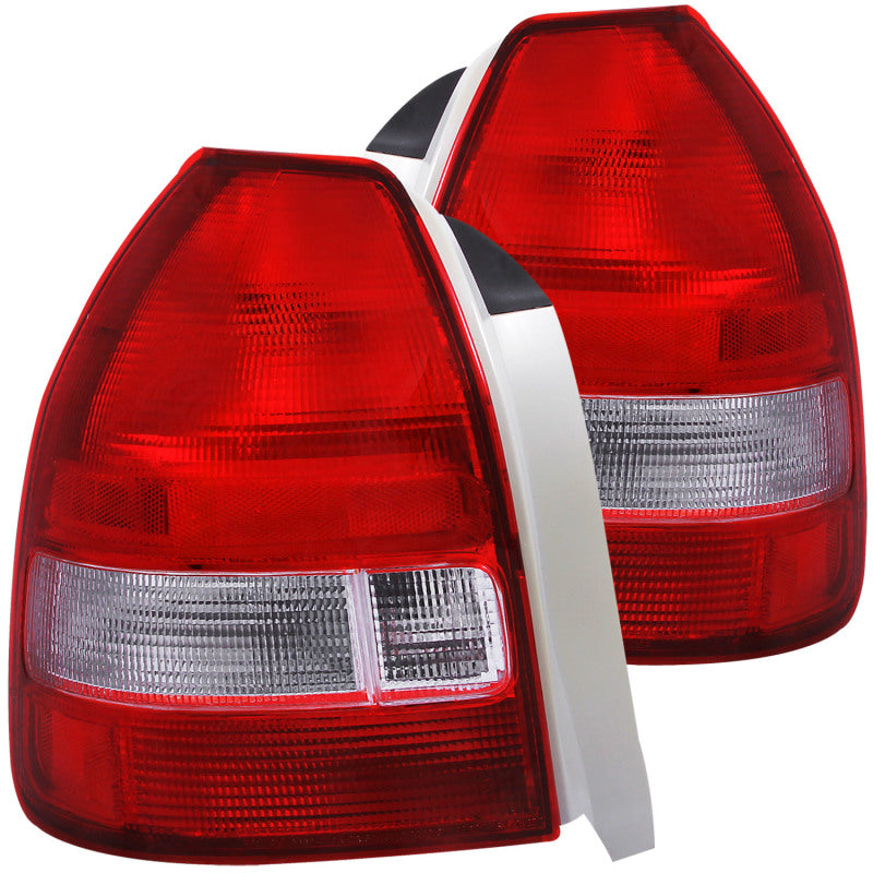 ANZO 1996-2000 Honda Civic Taillights Red/Clear - GTR Auto