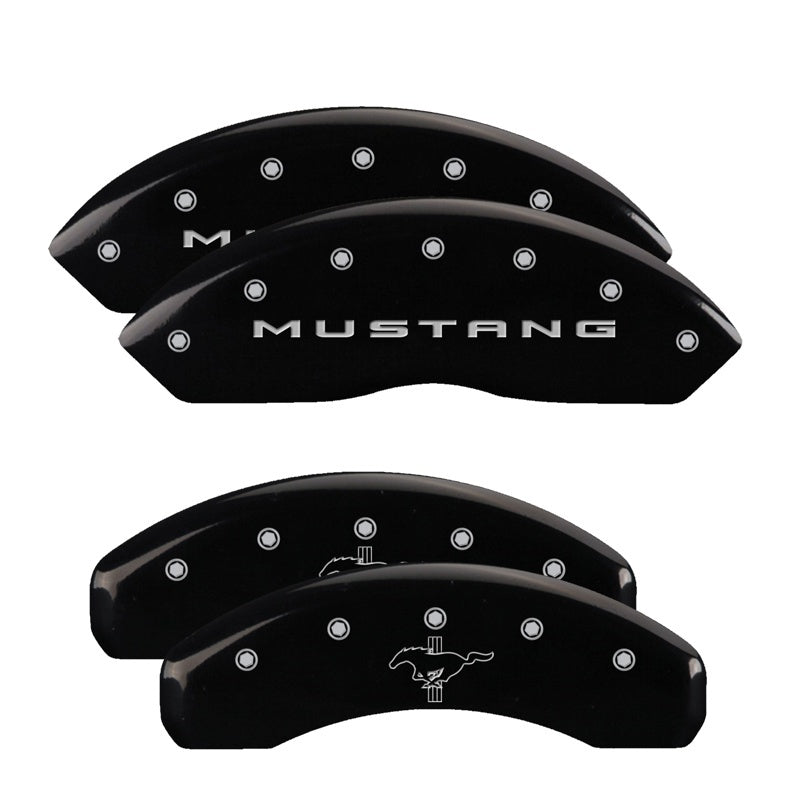 MGP 4 Caliper Covers Engraved Front 2015/Mustang Engraved Rear 2015/37 Yellow finish black ch - GTR Auto
