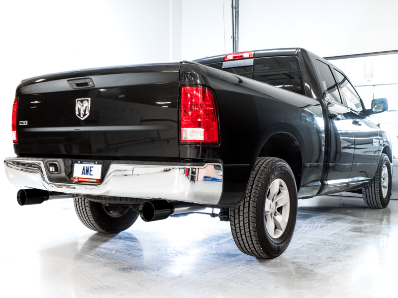 AWE Tuning 09-18 RAM 1500 5.7L (w/o Cutout) 0FG Dual Rear Exit Cat-Back Exhaust - Diamond Black Tips - GTR Auto