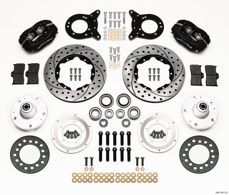 Wilwood Forged Dynalite Front Kit 11.00in Drilled 1965-1969 Mustang Disc & Drum Spindle - GTR Auto