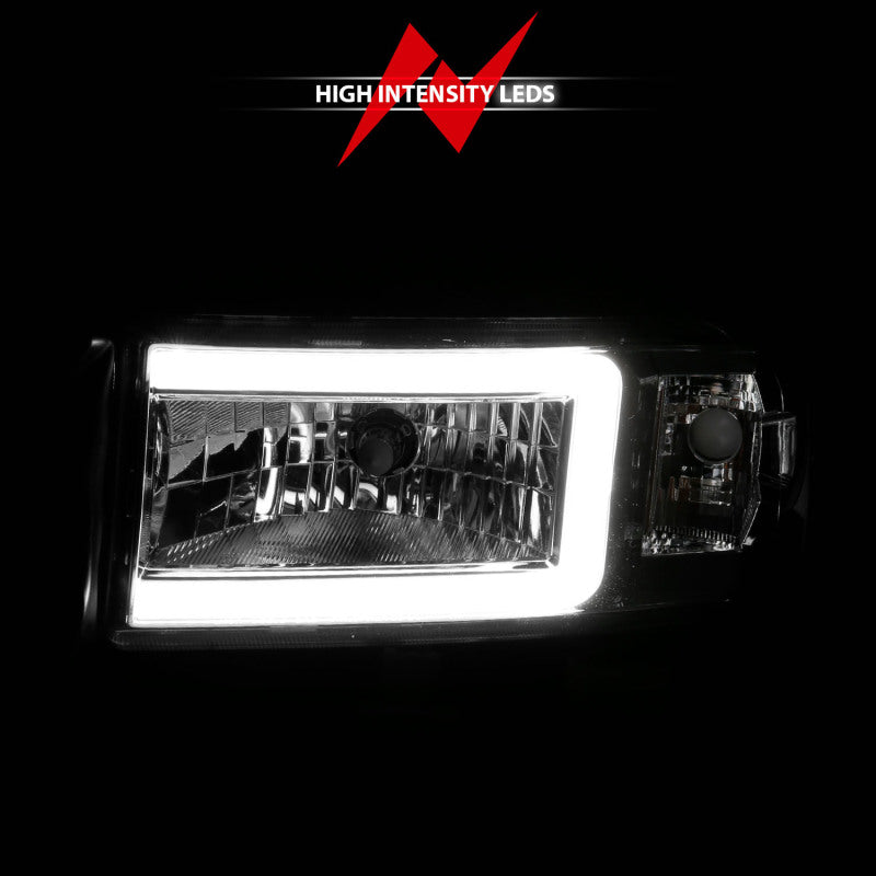 ANZO 94-02 Dodge RAM Crystal Headlight - w/ Light Bar Chrome Housing - GTR Auto