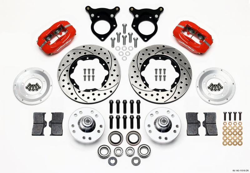 Wilwood Forged Dynalite Front Kit 11.00in Drilled Red 87-93 Mustang 5 Lug - GTR Auto