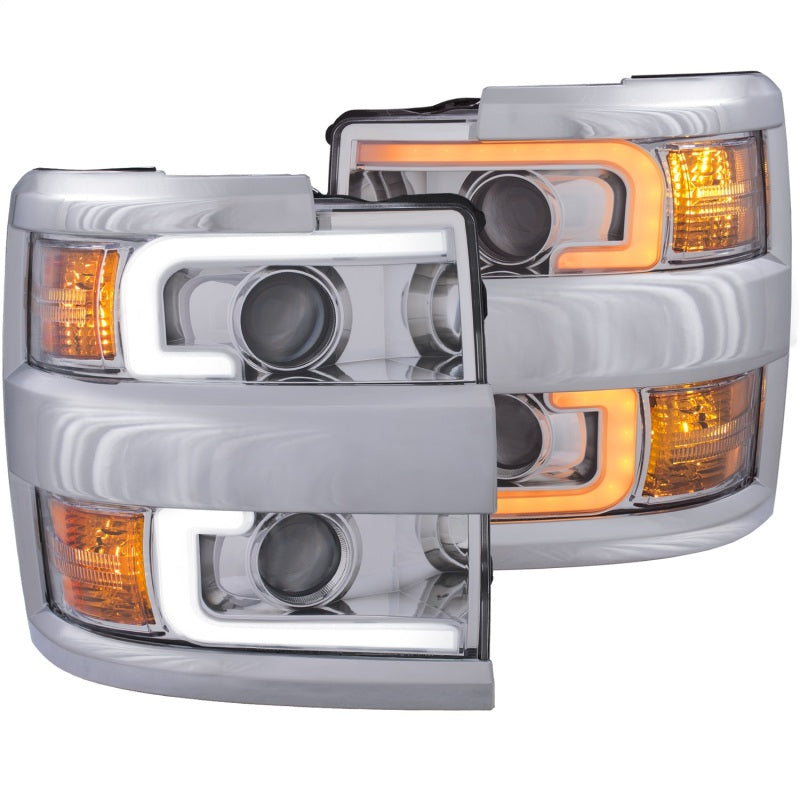 ANZO Projector Headlights 15-17 Chevrolet Silverado 2500HD / 3500HD Chrome w/ Chrome Rim - GTR Auto