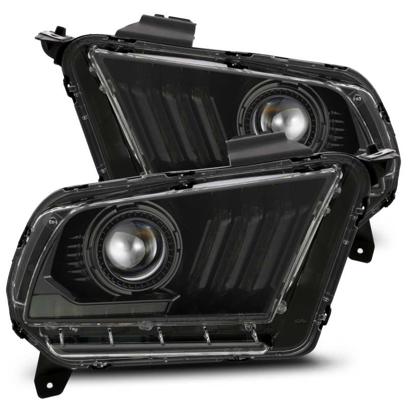 AlphaRex 10-12 Ford Mustang LUXX LED Proj Headlights Plank Style Alpha Blk w/Activ Light/Seq Signal - GTR Auto