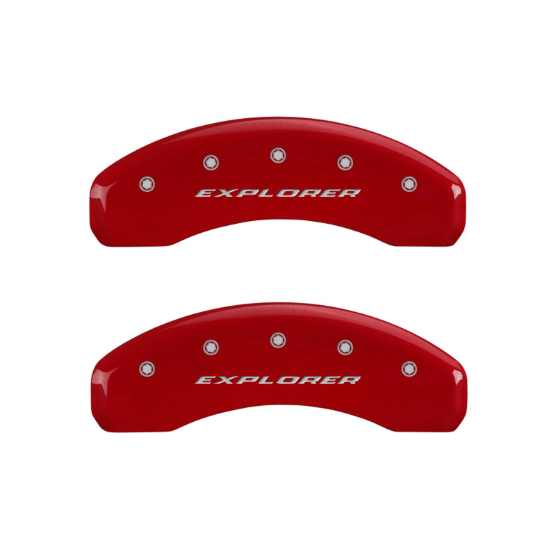 MGP 4 Caliper Covers Engraved Front & Rear Explorer Red finish silver ch - GTR Auto