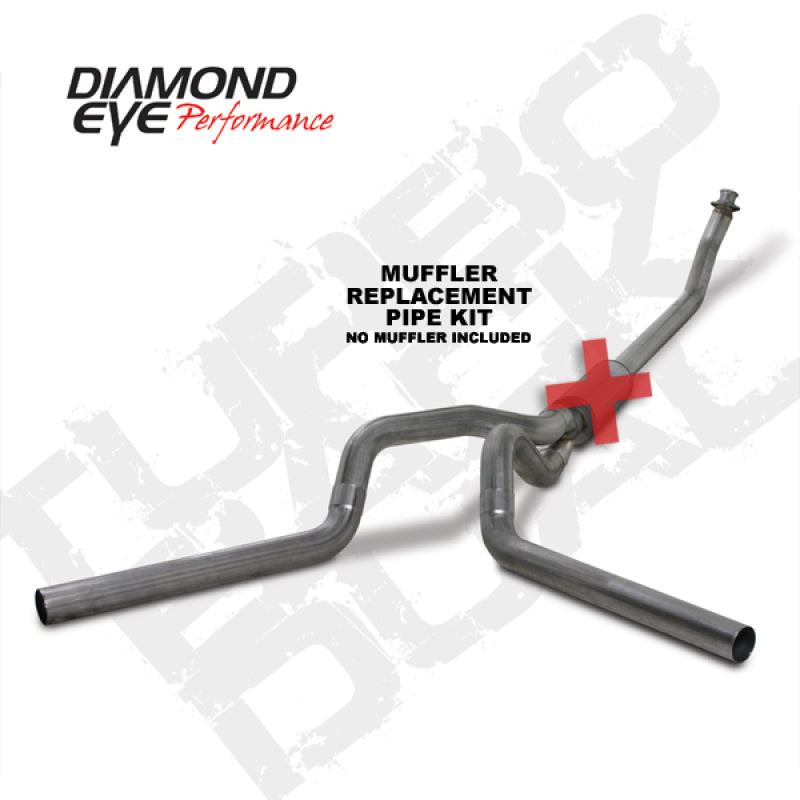 Diamond Eye KIT 4in Turbo Back MFLR RPLCMENT PIPE DUAL SS: 94-02 DODGE CUMMINS 5.9L - GTR Auto