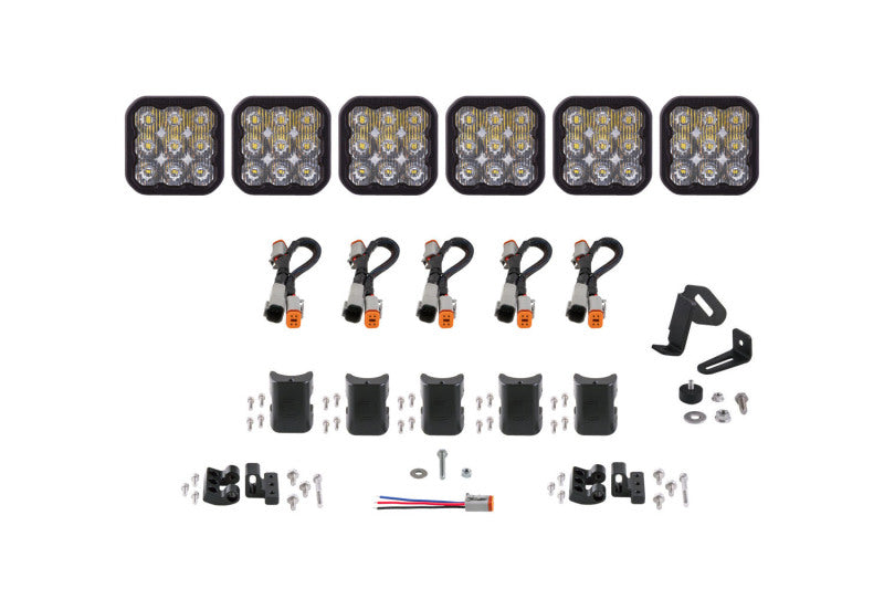 Diode Dynamics SS5 Sport Universal CrossLink 6-Pod Lightbar - White Driving - GTR Auto
