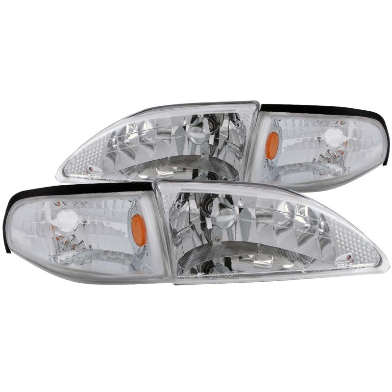 ANZO 1994-1998 Ford Mustang Crystal Headlights Chrome - GTR Auto