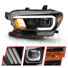 Load image into Gallery viewer, ANZO 2016-2017 Toyota Tacoma Projector Headlights w/ Plank Style Design Black/Amber w/ DRL - GTR Auto