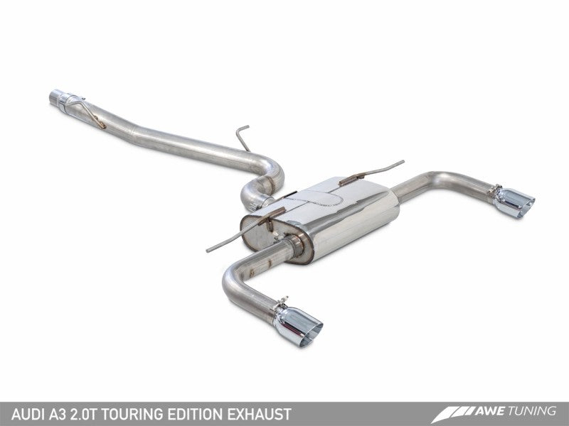 AWE Tuning Audi 8V A3 Touring Edition Exhaust - Dual Outlet Diamond Black 90 mm Tips - GTR Auto