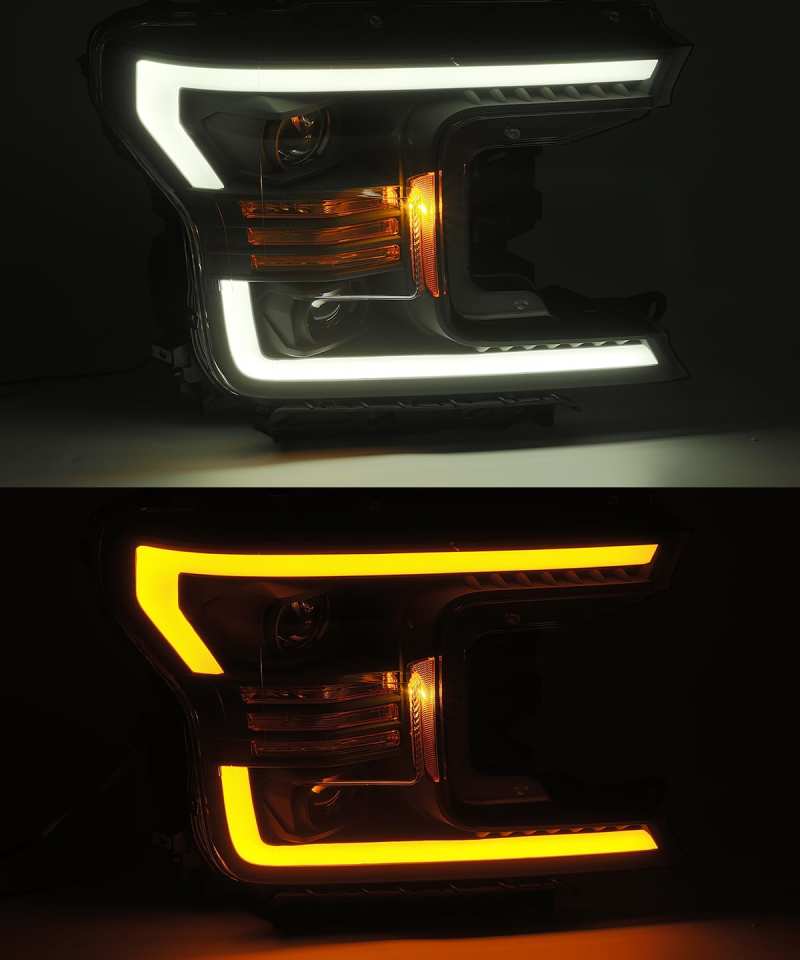 AlphaRex 18-19 Ford F-150 PRO-Series Projector Headlights Plank Style Chrm w/Activ Light/Seq Signal - GTR Auto