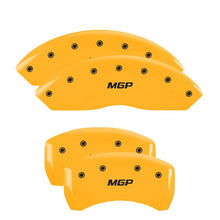 Load image into Gallery viewer, MGP 4 Caliper Covers Engraved Front &amp; Rear MGP Yellow finish black ch - GTR Auto