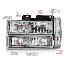 Load image into Gallery viewer, ANZO 88-98 Chevrolet C1500 Crystal Headlights Chrome w/ Signal and Side Marker Lights - GTR Auto