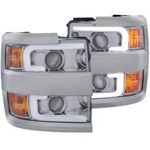 Load image into Gallery viewer, ANZO 2015-2016 Chevrolet Silverado Projector Headlights w/ Plank Style Design Chrome w/ Amber - GTR Auto