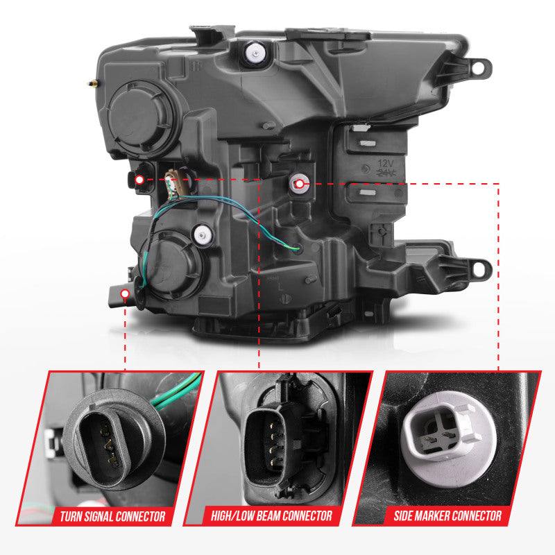 ANZO 2018-2020 Ford F-150 Projector Headlight w/ Plank Style Switchback Black Housing - GTR Auto