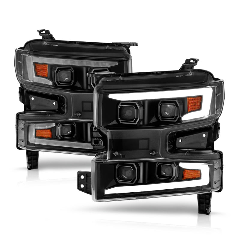 ANZO 19-22 Chevrolet Silverado 1500 LED Proj HL w/Lgt Bar SwBk Seq. Blk w/In. Light - Passenger Side - GTR Auto