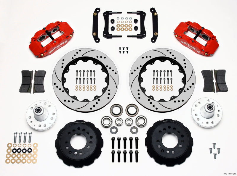 Wilwood Narrow Superlite 6R Front Hub Kit 14.00in Drill Red 70-78 Camaro - GTR Auto