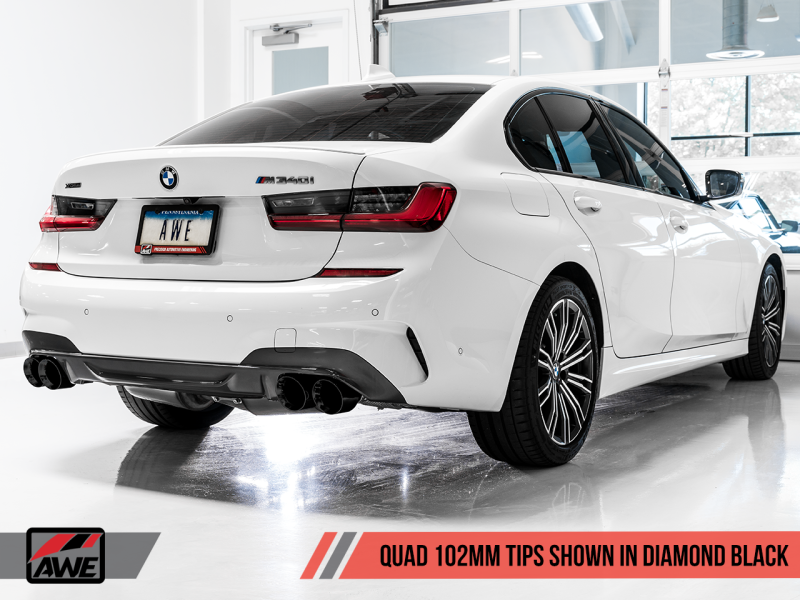 AWE Tuning 2019+ BMW M340i (G20) OE-Config-To-Quad Tip Conversion Kit - Diamond Black Tip - GTR Auto