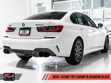 Load image into Gallery viewer, AWE Tuning 2019+ BMW M340i (G20) OE-Config-To-Quad Tip Conversion Kit - Diamond Black Tip - GTR Auto