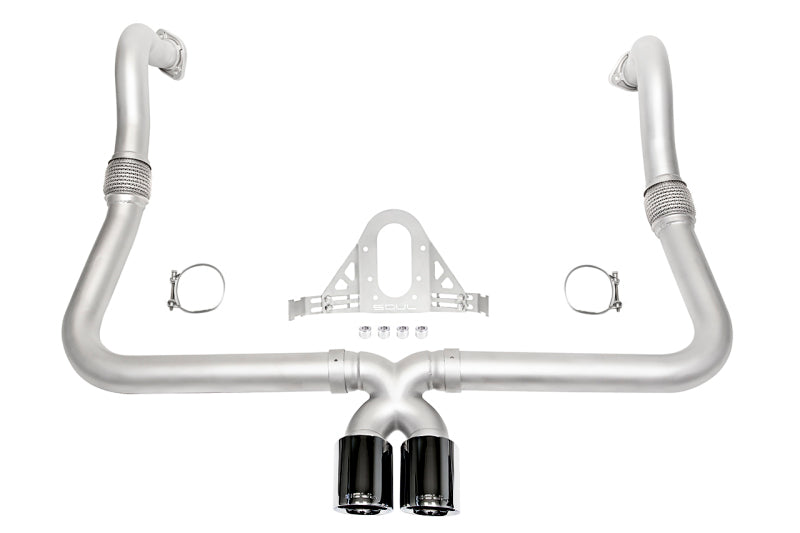 SOUL 17+ Porsche 718 Cayman / Boxster Performance Exhaust - PDK - Black Chrome Dual Wall Tips