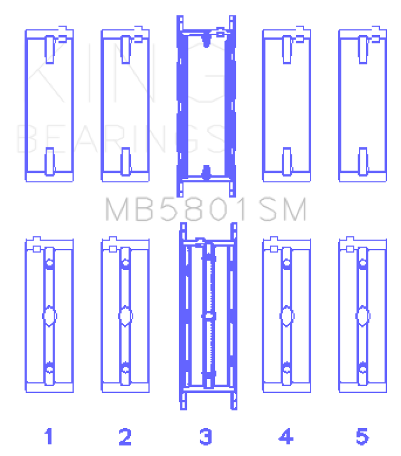King Engine Bearings BMW N63/S63 Crankshaft Main Bearing Set - Size +0.50mm GMB5801SM0.5