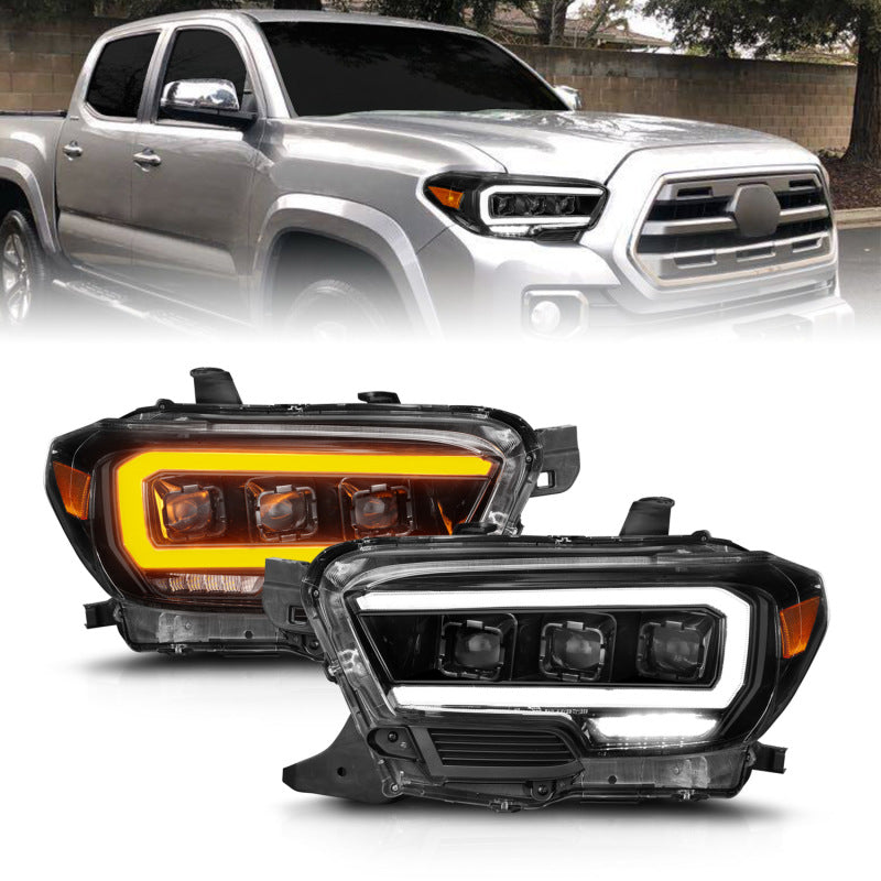 ANZO 16-22 Toyota Tacoma SR/SR5 ONLY Full LED Proj Headlights w/Light Bar Seq. Blk w/Initiation Lgt - GTR Auto
