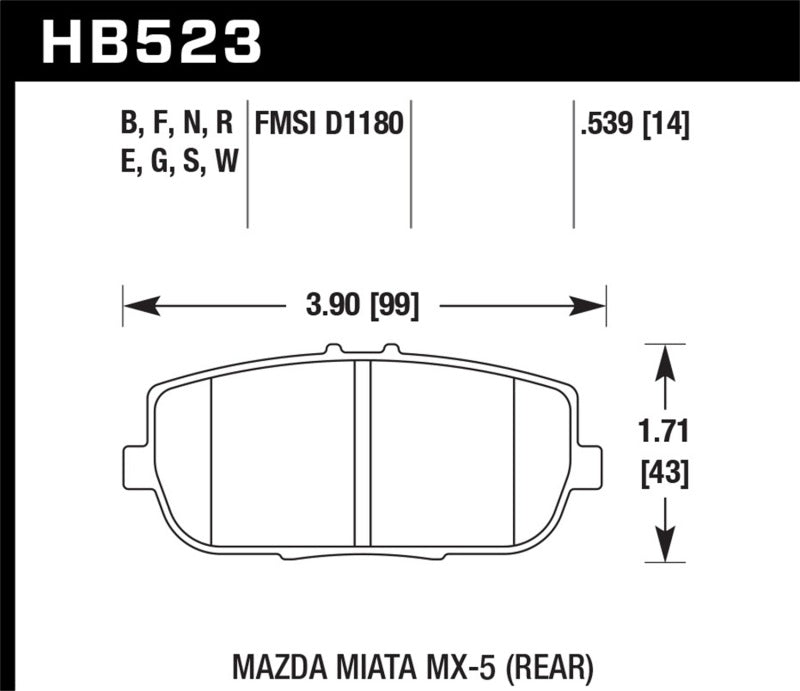 Hawk 06-16 Mazda MX-5 Miata HT-10 Race Rear Brake Pads KHB523S.539