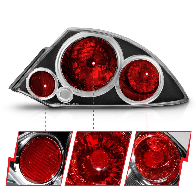 ANZO 2000-2005 Mitsubishi Eclipse Taillights Black - GTR Auto