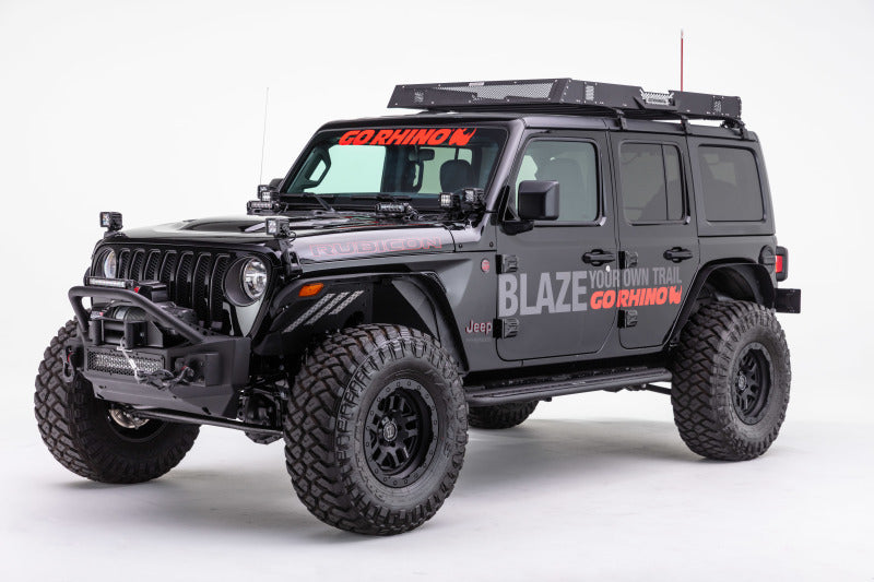Go Rhino 07-20 Jeep Wrangler JL/JLU/JK/JKU/Gladiator JT Rockline Front Stubby Bumper w/ Overrider - GTR Auto