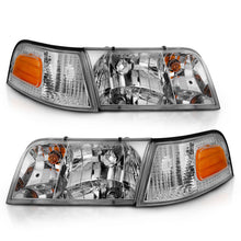Load image into Gallery viewer, ANZO 1998-2005 Ford Crown Victoria Crystal Headlight Chrome With Bumper Light (OE) - GTR Auto