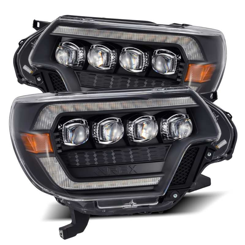 AlphaRex 12-15 Toyota Tacoma NOVA LED Proj Headlights Plank Style Black w/Activ Light/Seq Signal/DRL - GTR Auto