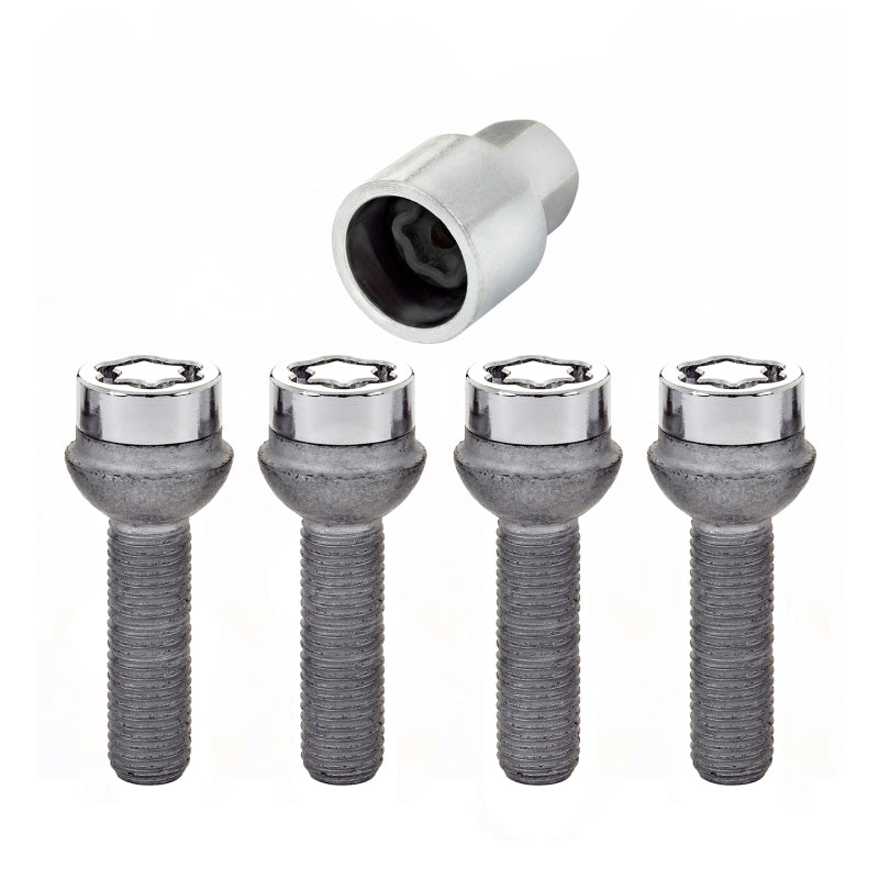 McGard Wheel Lock Bolt Set - 4pk. (Radius Seat) M12X1.5 / 17mm Hex / 39.9mm Shank Length - Chrome - GTR Auto