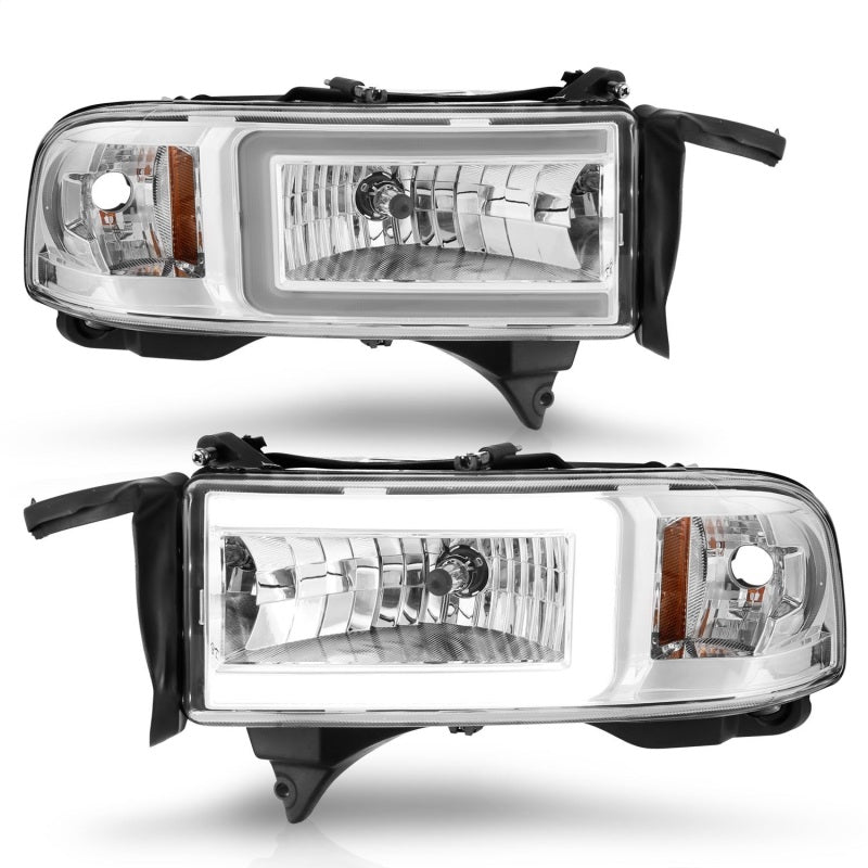 ANZO 94-02 Dodge RAM Crystal Headlight - w/ Light Bar Chrome Housing - GTR Auto