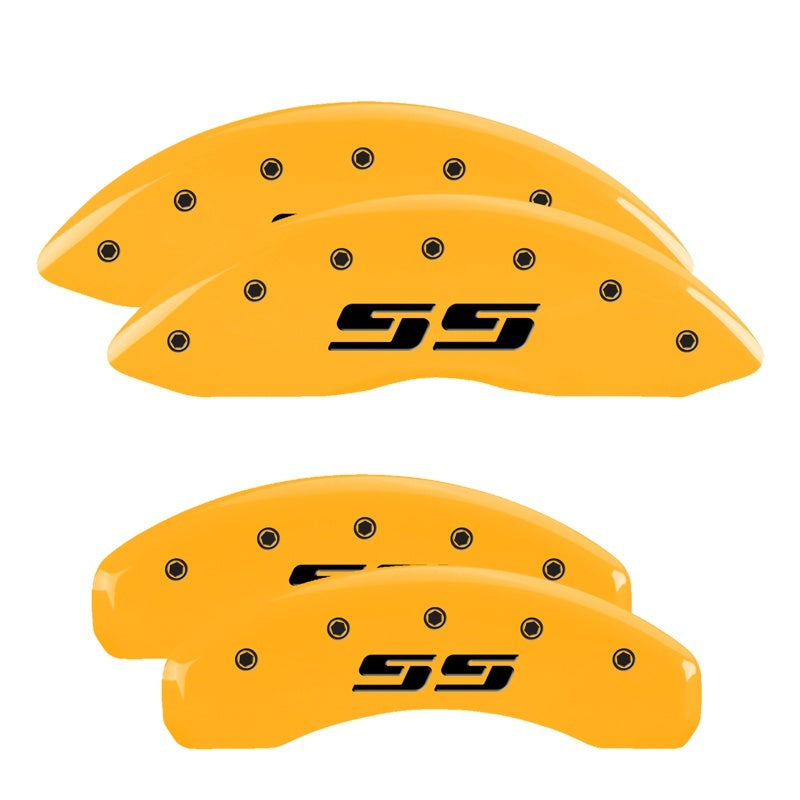 MGP 4 Caliper Covers Engraved Front & Rear Silverado SS Yellow Finish Black Char 2001 Chevy Tahoe - GTR Auto