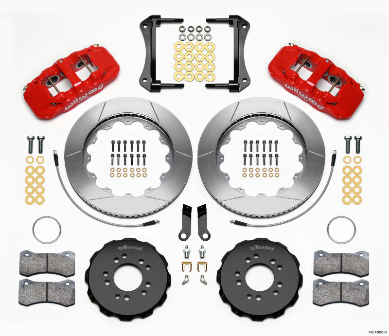 Wilwood AERO6 Front Hat Kit 14.00 Red 2005-2014 Mustang w/ BMR Suspn. w/Lines - GTR Auto