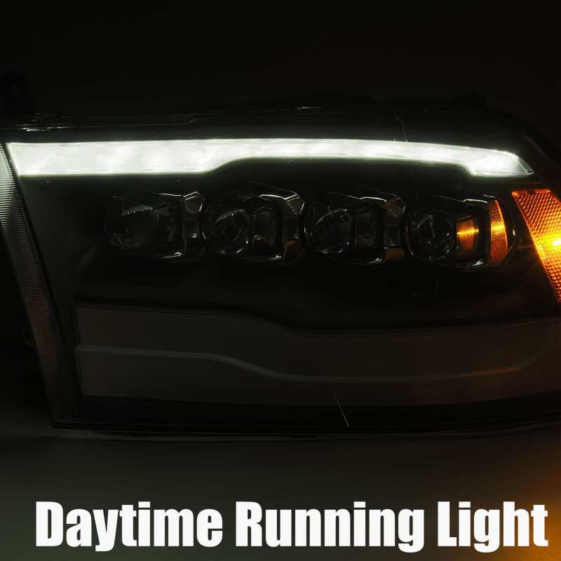 AlphaRex 09-18 Dodge Ram 1500HD NOVA LED Projector Headlights Plank Style Design Alpha Black w/DRL - GTR Auto