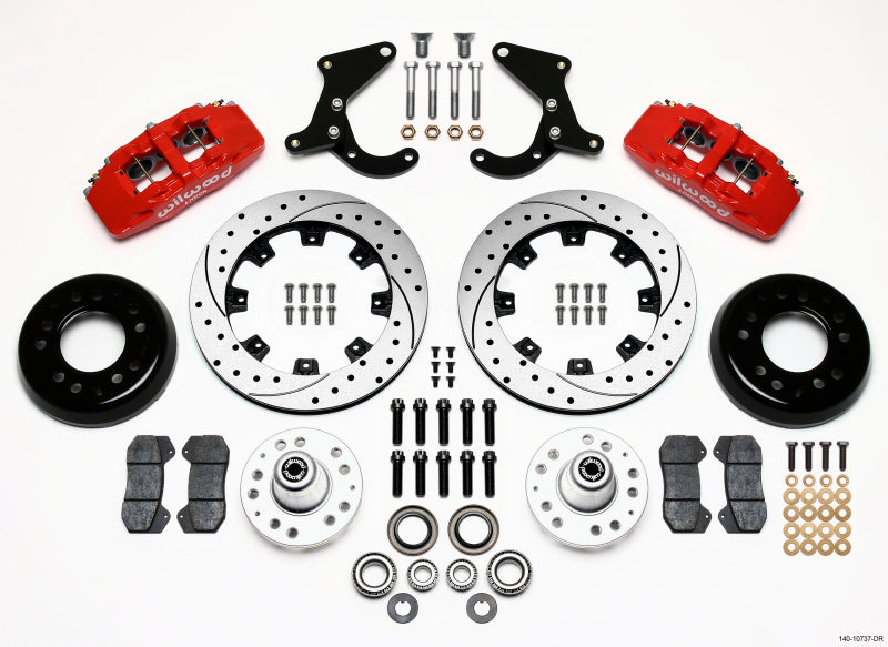 Wilwood Dynapro 6 Front Hub Kit 12.19in Drilled Red 55-57 Chevy - GTR Auto