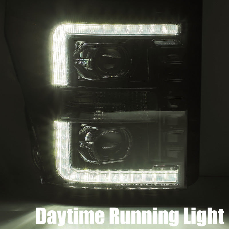 AlphaRex 11-16 Ford F-250 SD PRO-Series Projector Headlights Plank Style Design Black w/Seq Signal - GTR Auto