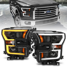 Load image into Gallery viewer, ANZO 2015-2017 Ford F-150 Projector Headlights w/ Plank Style Switchback Black w/ Amber - GTR Auto