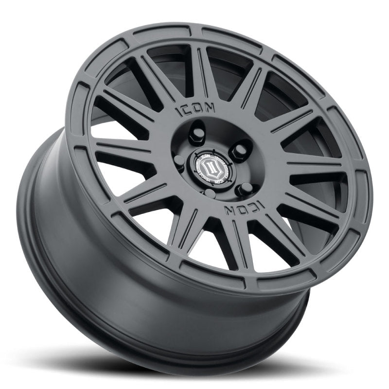 ICON Ricochet 17x8 5x108 38mm Offset 6in BS Satin Black Wheel - GTR Auto