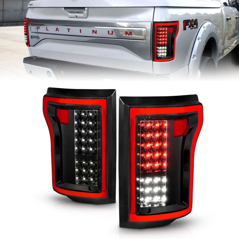 ANZO 2015-2016 Ford F-150 LED Taillights Black - GTR Auto